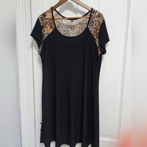 Tiana B. Black Dress with Leopard Accents